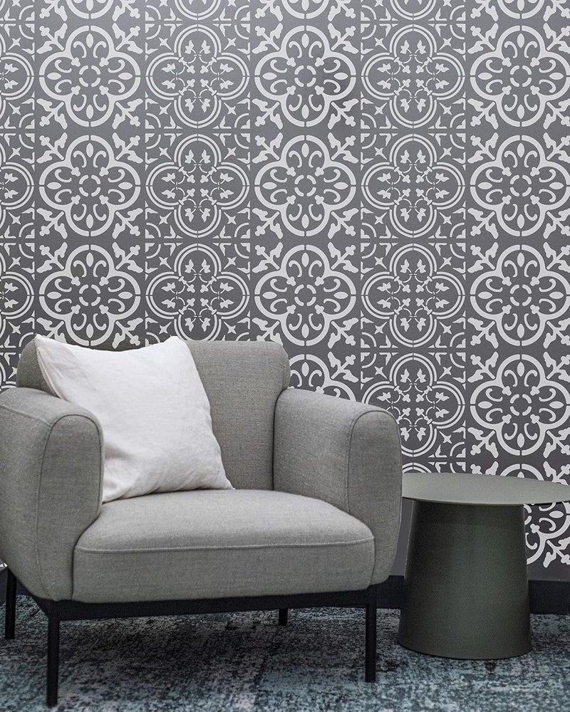 STENCILOGY ® / 4 pcs. 8 x 8 Inches/Tile Stencil Set, Reusable Tile Stencils Set for Painting, Furniture, Floor/Household Paint Wall Stencils (8x8 inches) - Image 5